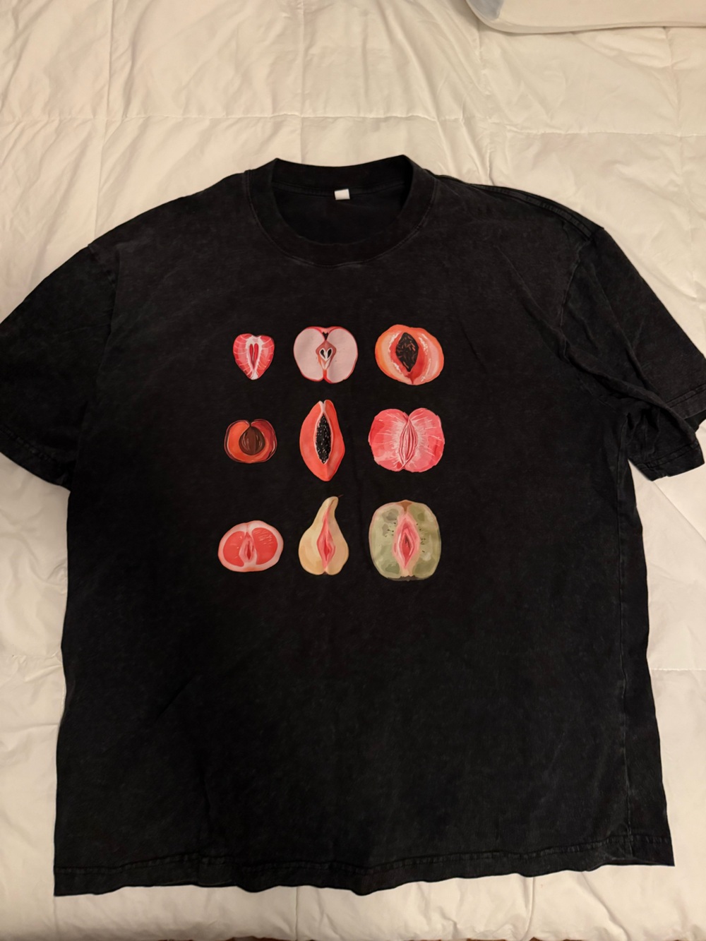 Black Graphic Fruit-Print Tee